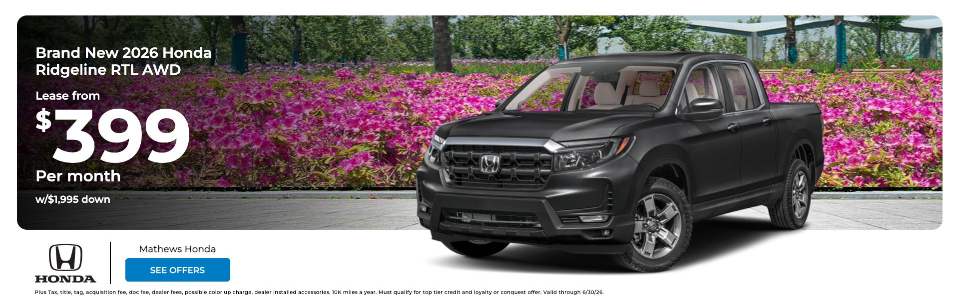Brand New 2026 Honda Ridgeline RTL AWD